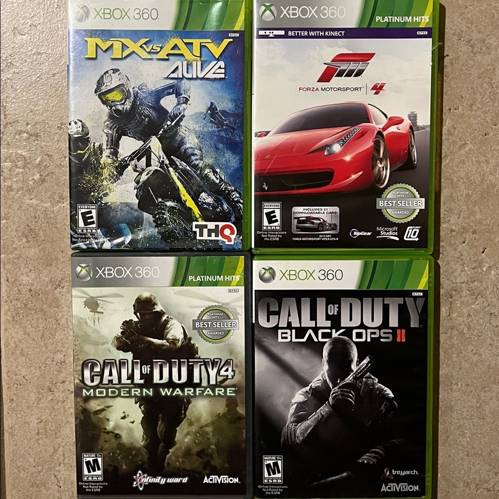 Xbox 360 Game Bundle - 2 Call of Duty, Forza Motorsport 4, MX vs. ATV Alive